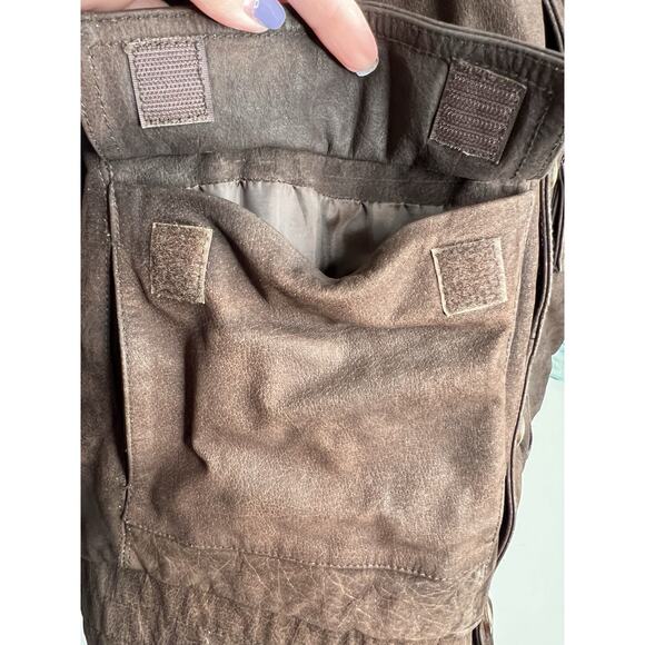 Vintage Weekends Brown Leather Bomber Aviator Jacket Coat Mens Large - Picture 5 of 13